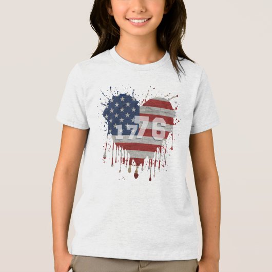 1776 Amerikaanse vlag Tri-Blend Shirt (Voorkant)