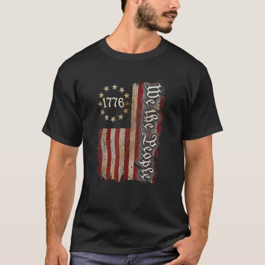 1776 Amerikaanse vlag We the People USA 4th of Jul T-shirt (Voorkant)