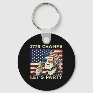 1776 Champs Washington Drink Bier 4 juli Nove Sleutelhanger