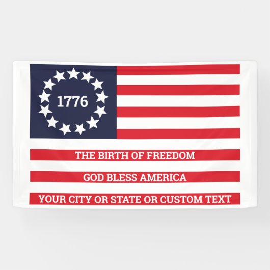 1776 Flag optionele tekstpatriottische beta Ross Spandoek (Horizontaal)