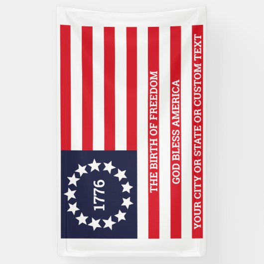 1776 Flag optionele tekstpatriottische beta Ross Spandoek (Verticaal)