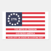 1776 Flag optionele Text American Betsy Ross Rechthoekige Sticker (Voorkant)