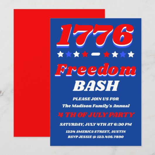 1776 Freedom Bash | Viering van 4 juli Kaart (Voorkant / Achterkant)