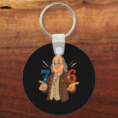 1776 Grappige Benjamin Ben Franklin Meme Zes Zeven Sleutelhanger (Voorkant)