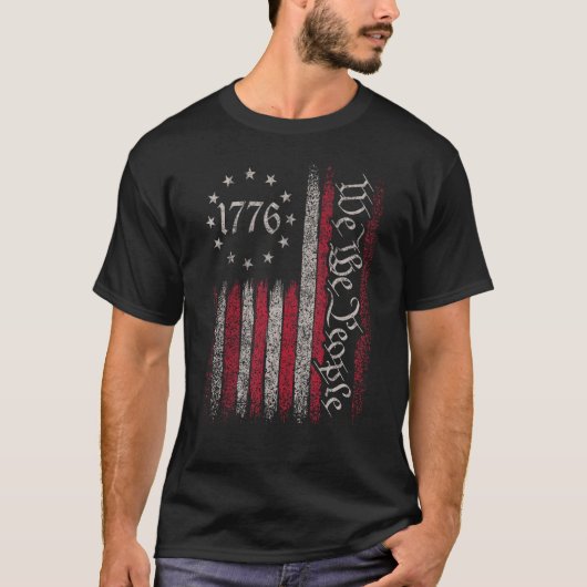 1776 Independence Day American Flag the People Con T-shirt (Voorkant)
