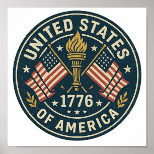 1776 Liberty Torch -  Americana zegel Poster