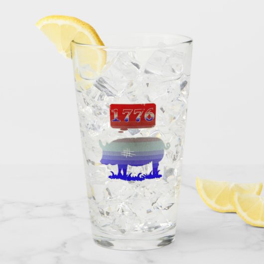 1776 Onafhankelijkheid Biggetje Glas (Voorkant ijs)