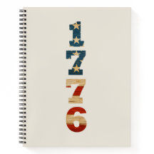 1776 Patriotic American Flag Notebook - Lined