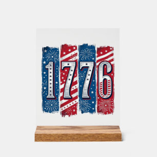 1776 Patriotistische Vuurwerk Vintage Vector Desig Acryl Bord