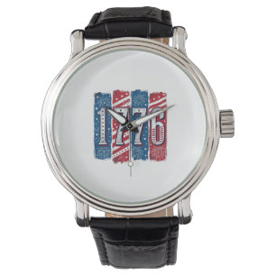 1776 Patriotistische Vuurwerk Vintage Vector Desig Horloge