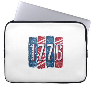 1776 Patriotistische Vuurwerk Vintage Vector Ontwe Laptop Sleeve