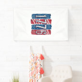 1776 Patriotistische Vuurwerk Vintage Vector Ontwe Spandoek (Insitu)