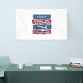 1776 Patriotistische Vuurwerk Vintage Vector Ontwe Spandoek (Beurs)