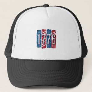 1776 Patriotistische Vuurwerk Vintage Vector Ontwe Trucker Pet