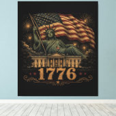 1776 Patriottische Amerikaanse Vlag Standbeeld van Canvas Afdruk (Insitu (Houten vloer))