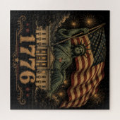 1776 Patriottische Amerikaanse Vlag Standbeeld van Legpuzzel (Horizontaal)
