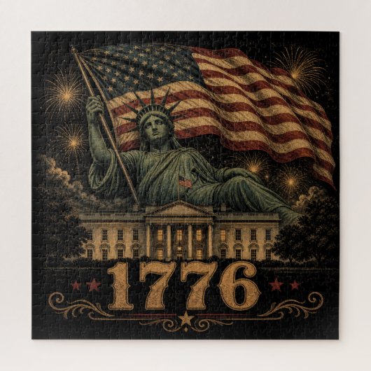 1776 Patriottische Amerikaanse Vlag Standbeeld van Legpuzzel (Verticaal)