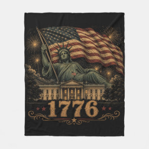 1776 Patriottische Amerikaanse Vrijheidsbeeld Fleece Deken
