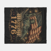 1776 Patriottische Amerikaanse Vrijheidsbeeld Fleece Deken (Voorkant (Horizontaal))