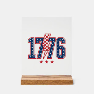 1776 Patriottische Bliksemschicht Vintage Grafisch Acryl Bord