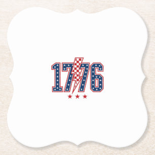 1776 Patriottische Bliksemschicht Vintage Grafisch Kartonnen Onderzetters