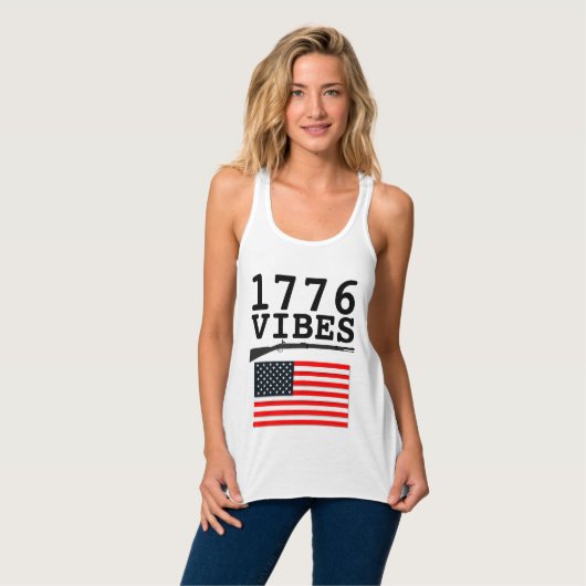 1776 PISTOOL & AMERIKAANSE VLAGGENT-shirt Tanktop (Volledige Voorkant)