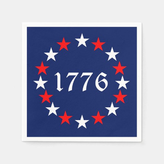 1776 rode witte marineblauwe sterren patriottisch  servet (Voorkant)