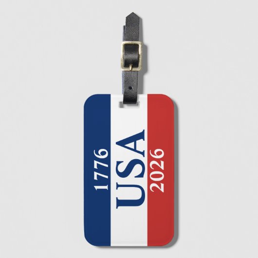 1776 USA 2026 Red White and Blue Patriotic Bagagelabel (Voorkant (verticaal))