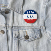 1776 USA 2026 Red White and Blue Patriotic Ronde Button 5,7 Cm (In situ)
