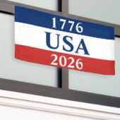 1776 USA 2026 Red White and Blue Patriotic Spandoek (Buitenkant Gebouw)