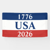 1776 USA 2026 Red White and Blue Patriotic Spandoek (Horizontaal)