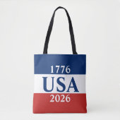 1776 USA 2026 Red White and Blue Patriotic Tote Bag (Voorkant)
