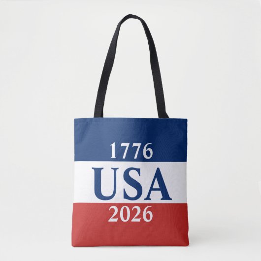 1776 USA 2026 Red White and Blue Patriotic Tote Bag (Voorkant)