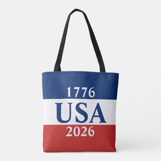 1776 USA 2026 Red White and Blue Patriotic Tote Bag (Achterkant)