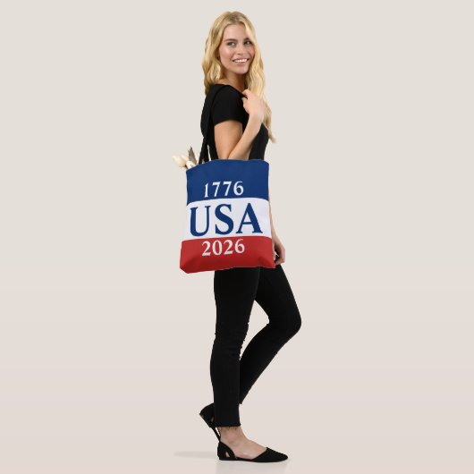 1776 USA 2026 Red White and Blue Patriotic Tote Bag (Op model)
