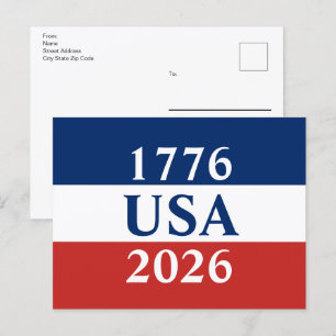 1776 USA 2026 Rood Wit Blauw Patriotisch Dubbelzij Briefkaart