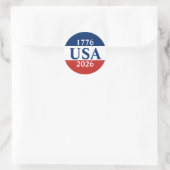 1776 USA 2026 Rood Wit en Blauw Patriottisch Ronde Sticker (Tas)