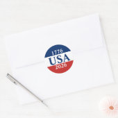 1776 USA 2026 Rood Wit en Blauw Patriottisch Ronde Sticker (Envelop)