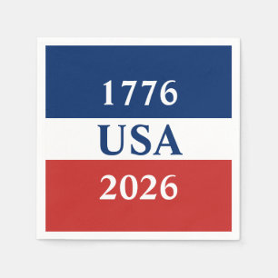 1776 USA 2026 Rood Wit en Blauw Patriottisch Servet