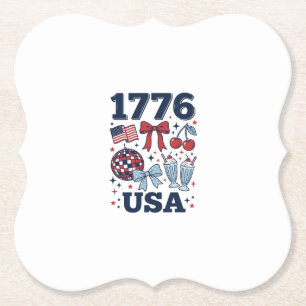 1776 USA Patriottische Coquette Vector Design_1 Kartonnen Onderzetters