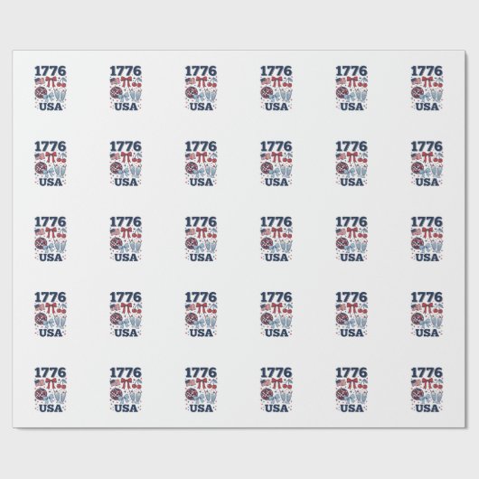 1776 USA Patriottische Coquette Vectorontwerp_1 Cadeaupapier (Vlak)