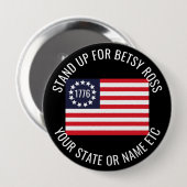 1776 Vlag aangepaste tekst staat op voor Betsy Ros Ronde Button 4,0 Cm (Voorkant /achterkant)