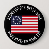 1776 Vlag aangepaste tekst staat op voor Betsy Ros Ronde Button 4,0 Cm (Voorkant)