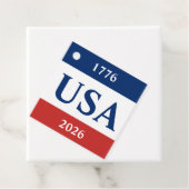 1776 VS 2026 Rood Wit en Blauw Dank U Bedankjes Labels (In situ)