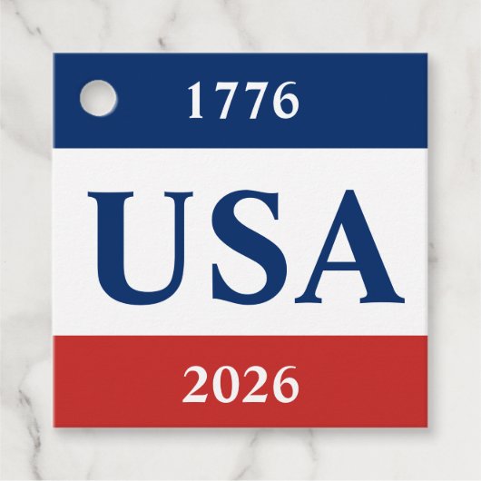 1776 VS 2026 Rood Wit en Blauw Dank U Bedankjes Labels (Voorkant)