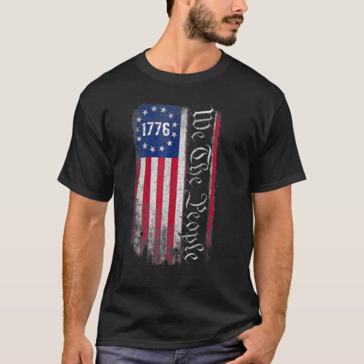 1776 Wij de mensen Betsy Ross 4 juli Amerikaans T-shirt (Voorkant)