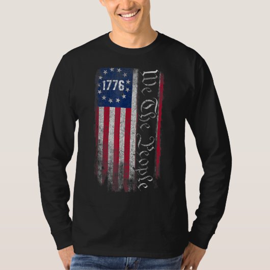 1776 Wij de mensen Betsy Ross 4 juli Amerikaans T-shirt (Voorkant)
