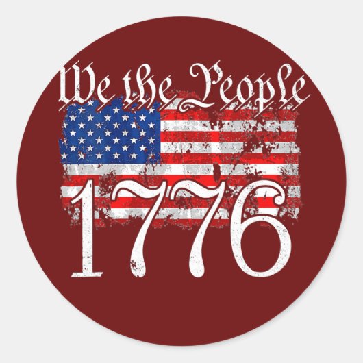 1776 Wij de mensen Betsy Ross 4 juli Ronde Sticker (Voorkant)