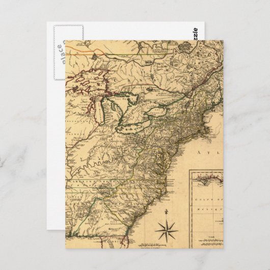  1777 Amerikaanse Colonies Map van Phelippeaux Briefkaart (Voorkant / Achterkant)