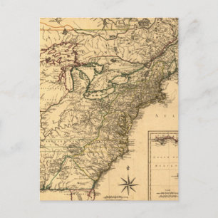  1777 Amerikaanse Colonies Map van Phelippeaux Briefkaart